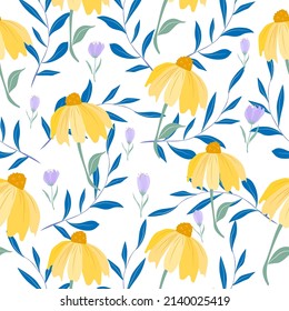 flower and leaves pattern. colorful background,Spring season concept background design.tropical
