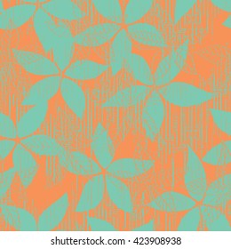 Flower and leaves pattern seamless vector background tile