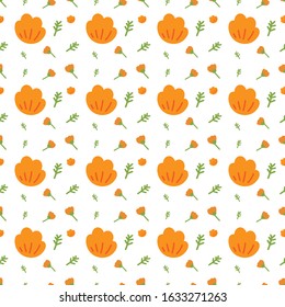 Flower and leaves seamless pattern. Abstract background. 