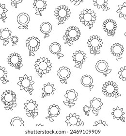 Flower with leaves. Seamless pattern. Coloring Page. Spring time. Hand drawn style. Vector drawing. Design ornaments.
