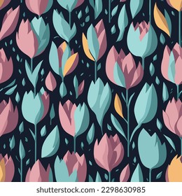 flor y hojas fondo vectorial sin fisuras