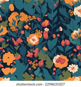 flower and leaves seamless vector pattern vector background