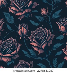 flower and leaves seamless vector pattern vector background