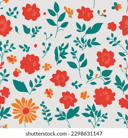 flower and leaves seamless vector pattern vector background