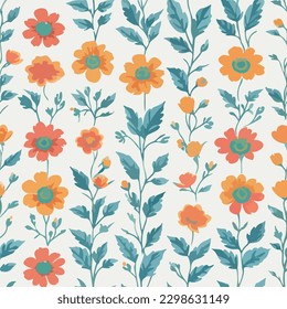 flower and leaves seamless vector pattern vector background