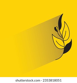 flower and leaves with shadow on yellow background
