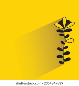 flower and leaves with shadow on yellow background