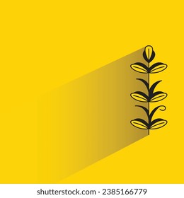 flower and leaves with shadow on yellow background