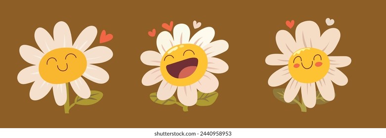 Flower leaves summer card elements spring illustration