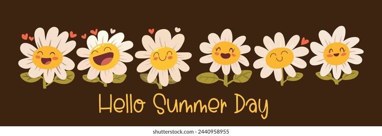 Flower leaves summer card elements spring illustration