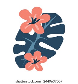 Flower leaves summer card elements spring illustration
