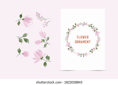 Flower and leaves vector decorative greeting card or invitation design background
