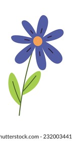 Flower With Leaves Vector Illustration