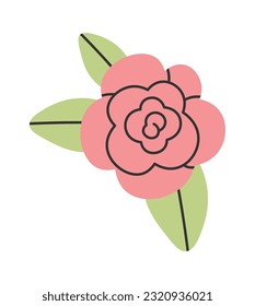 Flower With Leaves Vector Illustration