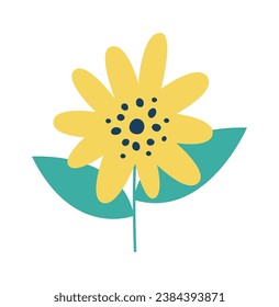 Flor Con Ilustración Del Vector De Hojas