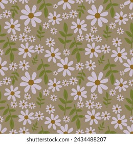 Flower and leaves vector ilustration seamless patern.Great for textile,fabric,wrapping paper,and any print.