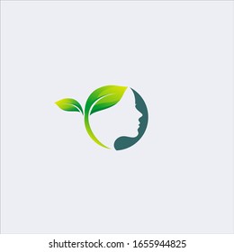 flower leaves Woman's face Logo Concept for Spa design template