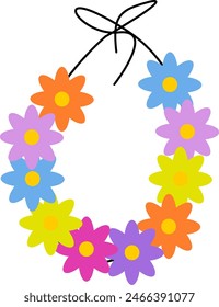 Flower lei or garland vector image or clipart for background or project