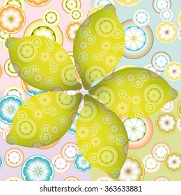 Flower of lemons on light colorful seamless textures with citrus