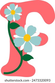 Flower Letter Alphabet Vector Element