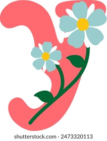 Flower Letter Alphabet Vector Element