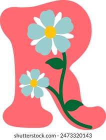 Flower Letter Alphabet Vector Element