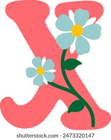 Flower Letter Alphabet Vector Element