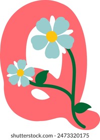 Flower Letter Alphabet Vector Element