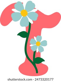 Flower Letter Alphabet Vector Element