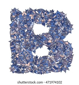Flower letter isolated on white. Vector illustration