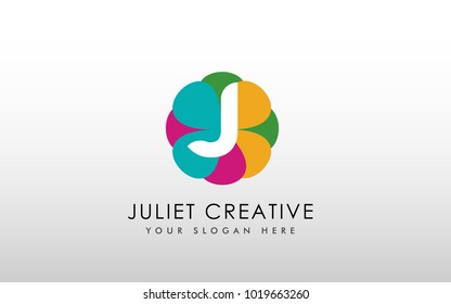 Flower Letter J Logo. Creative J Letter Design Vector with Flowers