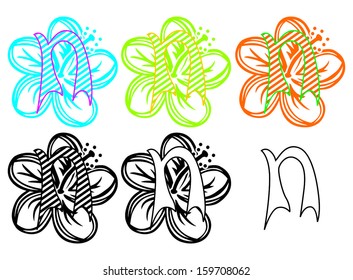 flower letter N