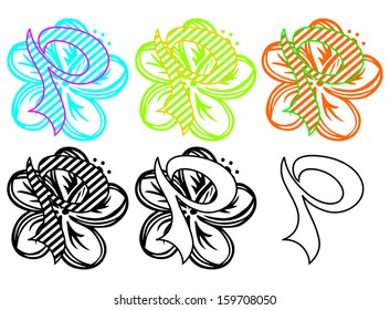 flower letter P