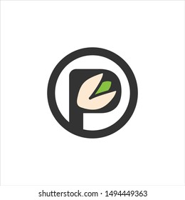 Flower and Letter P Logo. Tulip Symbol. Sign Icon. Vector Eps 10.