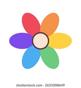 Flor em cores do orgulho LGBTQ+. Ilustração vetorial.
