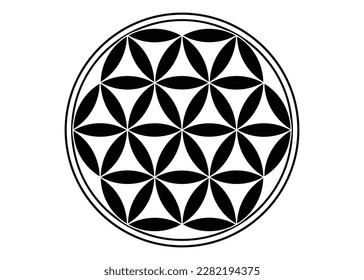 flower of life black color vector for background wallpaper template decoration symbol 
