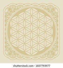 Flower of life decorative ornament, vector illustration. Sacred geometry in flower pattern shape.