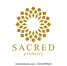 Flower of Life esoteric sacred geometry ancient symbol isolated on white background, best for boutique or hotel or spa or beauty salon logo or emblem.