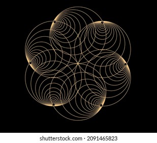 Flower of Life Esoteric Symbol.  Sacred Geometry - Abstract Lotus Flower. Symbol of Harmony and Balance. Yoga Mandala Symbol Vector Illustration.