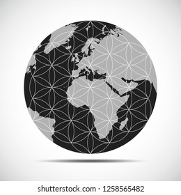 flower of life in the globe earht world vector illustration EPS10