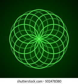 Flower of Life icon. Sacred Geometry. Symbol of Harmony. Vector illustration.