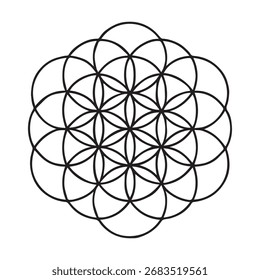 Vector de Iconos de Flor de la Vida – Diseño Geométrico Espiritual en Monocromo