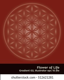 Flower of Life - intersecting circles forming the Flower of life, buddhism chakra vector illustration - gradients