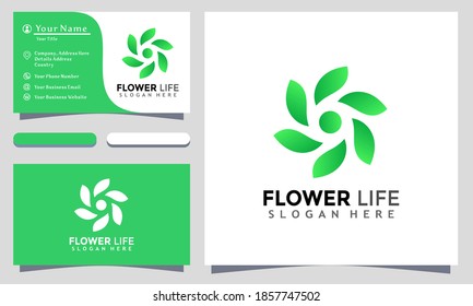 Logotipo de vida de flor Diseña ilustración vectorial, plantilla de tarjeta de visita