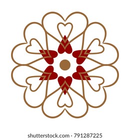 Flower of life mandala harmony simplicity concept. Ethnic floral medallion on a white background. Geometric element for design. Vector illustration. Decorative printing block.