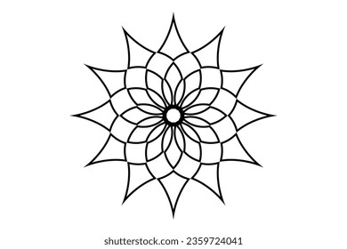 Flower of life mandala of sacred ancient geometry. Vector symbols and elements. Alchemy, religion, philosophy, astrology and spirituality themes. Black cutting Logo icon isolated on white background