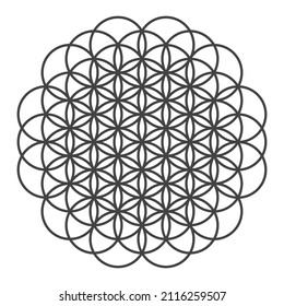 The Flower of Life is one of the basic sacred geometry shapes. Seven overlapping circles that build outward, forming a flower-like pattern. Perfect for laser cutting, engraving, printing