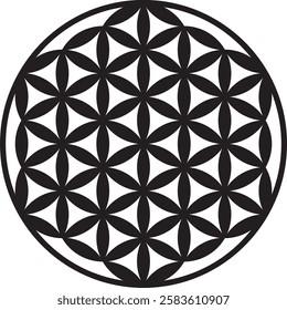 Flower of Life Png Sacred Geometry Intricate Geometric Pattern, Spiritual, Esoteric, Mystical, Laser Cutting, Engraving, Print