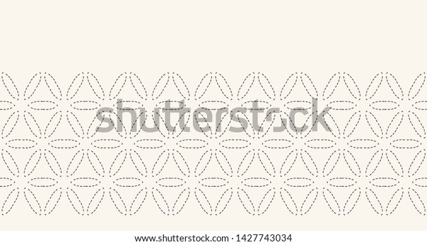 Flower Life Running Stitch Embroidery Border Stock Vector Royalty Free 1427743034