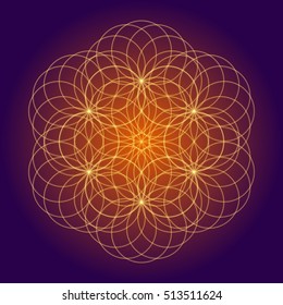 Flower of Life. Sacred Geometry. Balanced Circles. Symbol of Harmony and Balance. Vector Illustration.